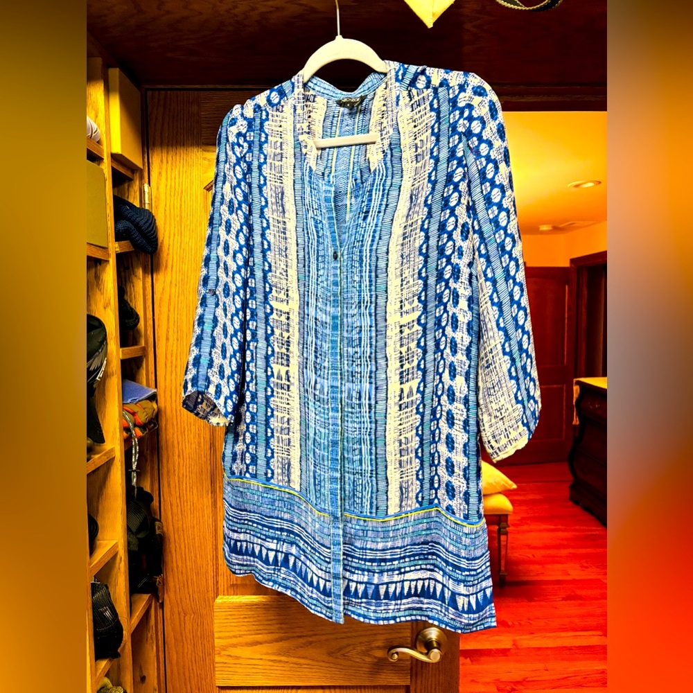 NIC+ZOE Blue Printed Tunic